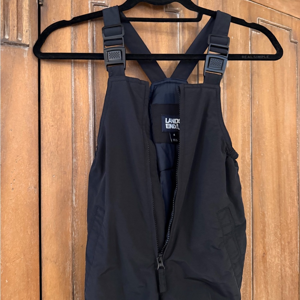 Lands' End Kids Black Insulated Winter Snow Bib size 4